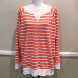Made for life orange striped pullover sweater NWT